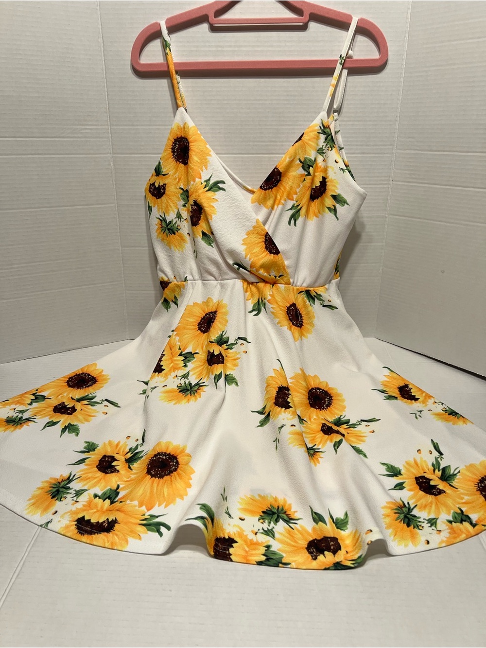 White sundress with yellow sunflowers